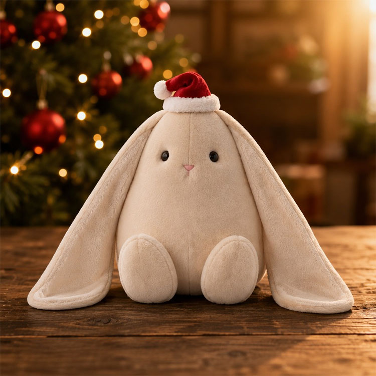 Peluche de conejito en forma de lágrima navideña