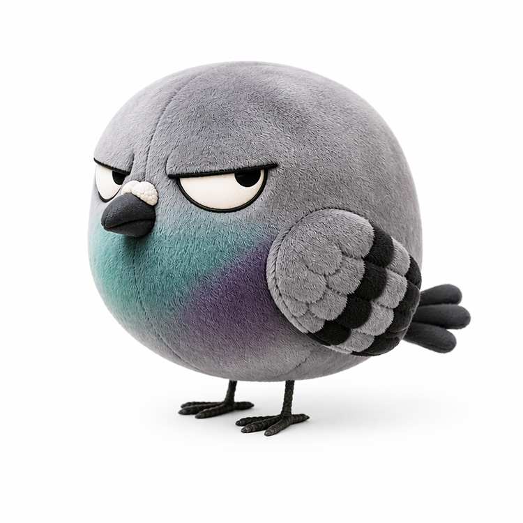 Juguete de peluche de paloma crítica gordita
