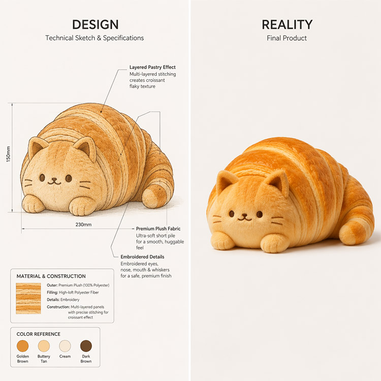 Croissant Cat Plush Toy