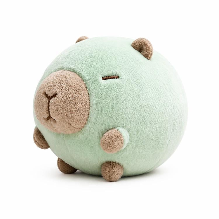 Almohada para abrazar de felpa de capibara redonda verde menta